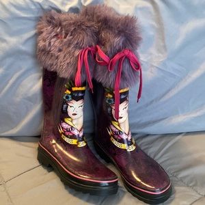 Geisha Ed Hardy Rain Boots